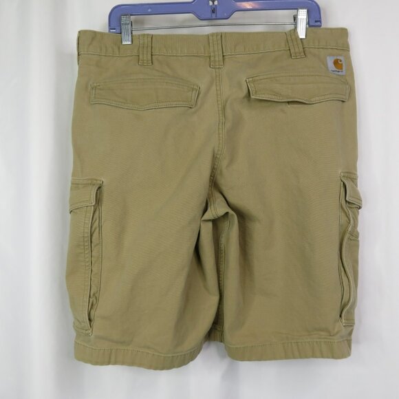 Carhartt Cargo Shorts Mens 36x10 Relaxed Fit Dark Khaki Canvas Pockets - Picture 2 of 10